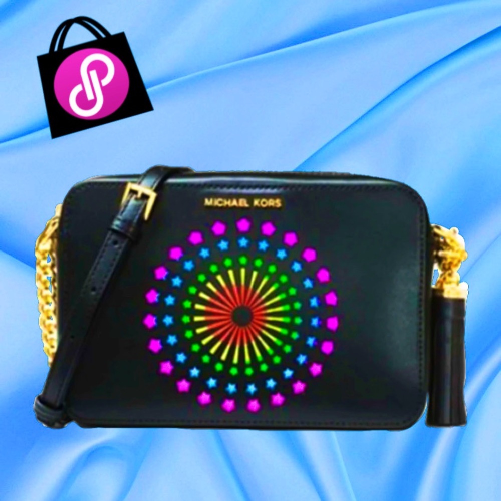 MICHAEL Michael Kors Ginny Crossbody Light Up Camera Bag Black Leather $500 - Picture 3 of 16